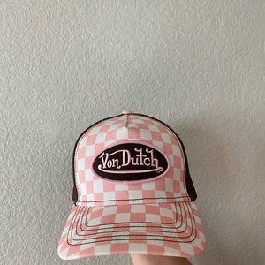 Von Dutch “Pink and White Checkered Trucker” Hat